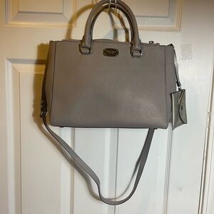 Michael Kors Gray leather Satchel/ shoulder bag with silver tone hardwares.